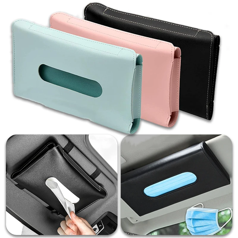 

Car Tissue Box Towel Sets Car Sun Visor Tissue Box Holder Interior PU Leather Storage Decoration Universal Auto Accessories