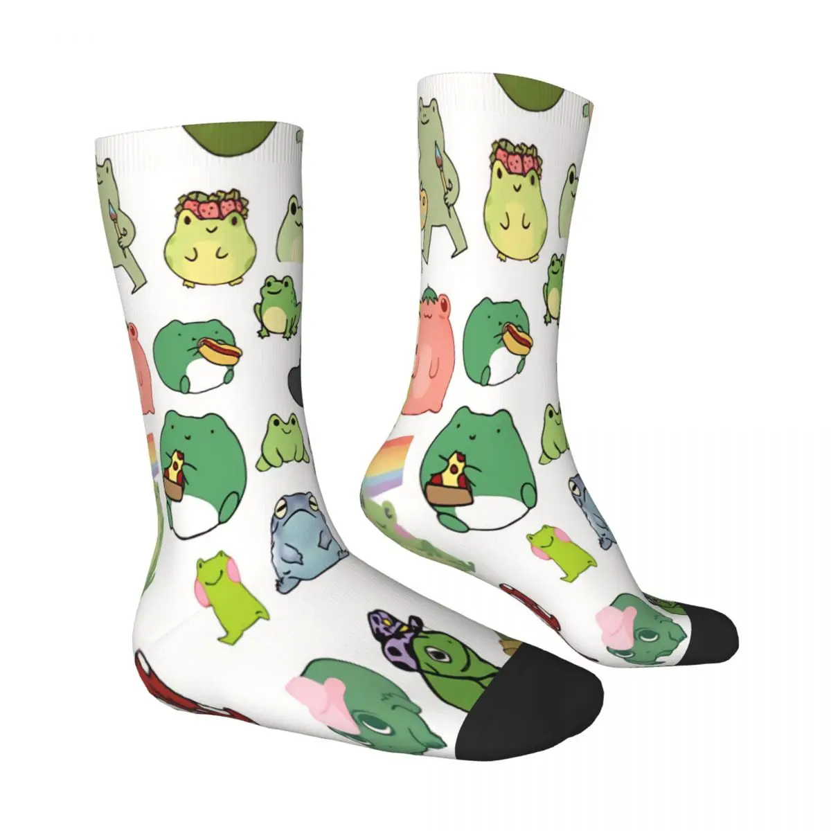 Doodle White Background Frog Socks Male Mens Women Winter Stockings Printed