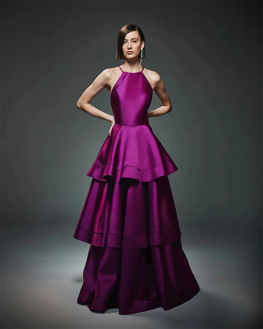 

High Quality Customized Tiered Ruched Mermaid Square Neck Long Dresses Prom Dresses Formal Casual Simple Retro Fashion Sexy