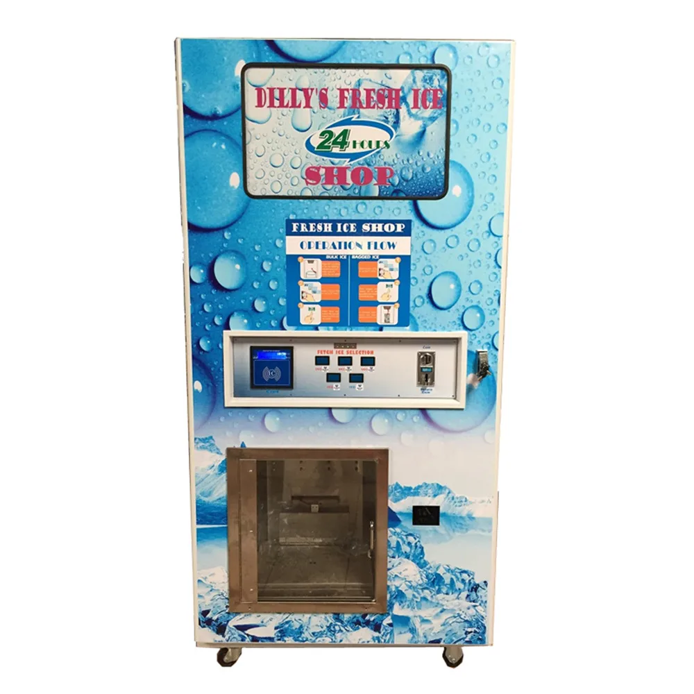 450kg/Day Ice Making and Selling Machine Automatic Ice Cube Vending Equipment Customized Coin and Credit Card Payment