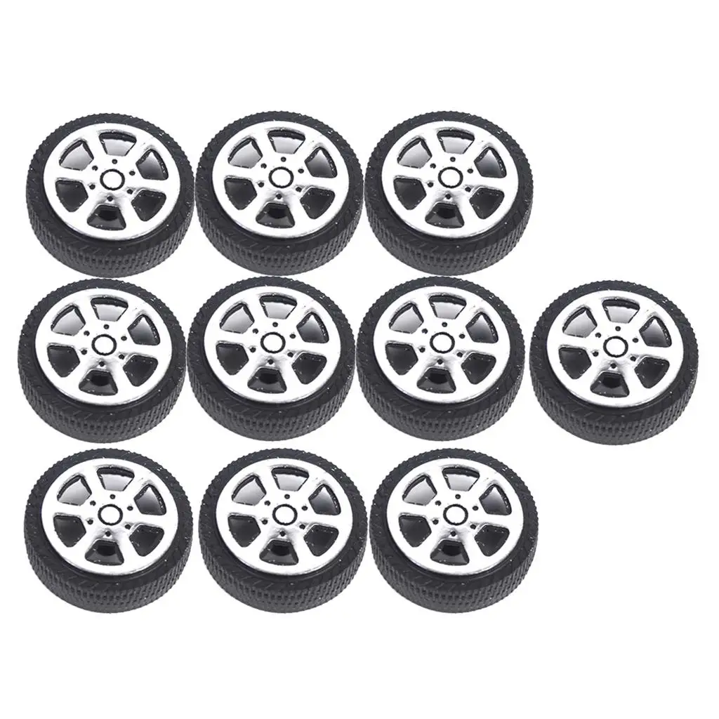 10pcs RC 30mm Wheel Rim & Plastic Tires Tyres for RC Racing Car DIY Accessory