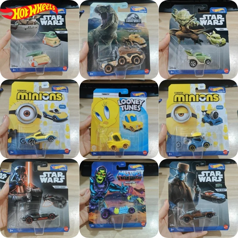 Hot Wheels Popular Movies Characters Series Star Wars Yoda Kung Fu Panda Car Model Collectable Alloy Trolley Decor Toys Gift