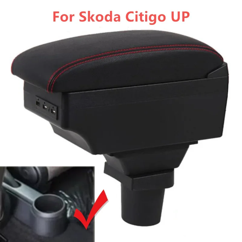 Armrest Box for Skoda Citigo UP for VW Up Car Centre Console Storage Box USB LED