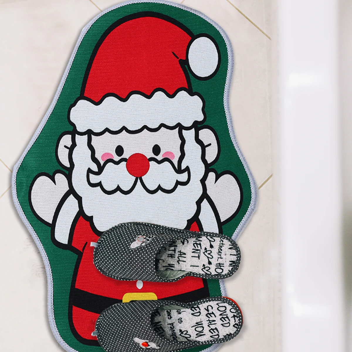 Christmas Irregular Door Mat Santa Claus Snowman Pattern Carpet Rug Christmas Decorations 2024 for Home New Year Decor 2025