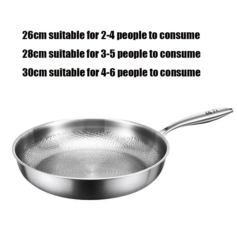 26/28/30cm Pure Titanium Uncoated Frying Pan, Fish Scale Hammer Pattern Titanium Cookware