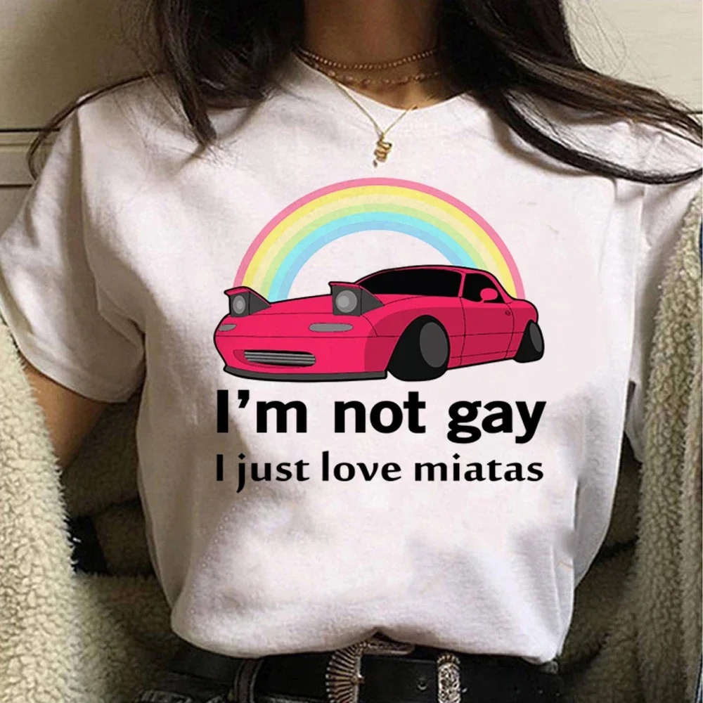 Miata Graphic Print Women T Shirt Summer Casual Short Sleeve Shirt Harajuku Tops Female T-shirt Cute Cartoon Clothes