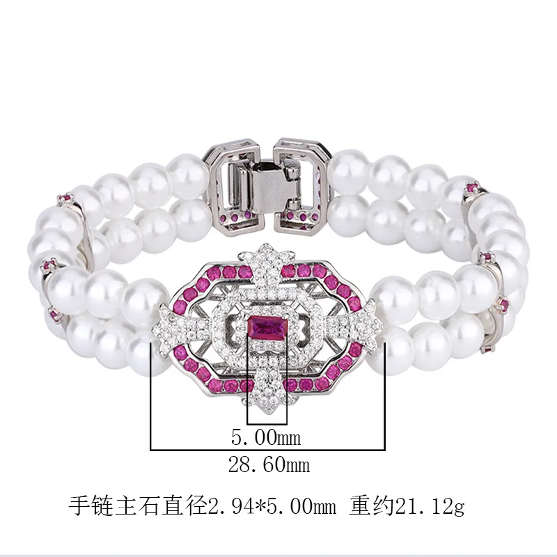 2024 New Fashion Double Layer Freshwater Pearl Bracelets for Women Dazzling Zircon Elegant Bangles with Buckle Trendy Jewelry