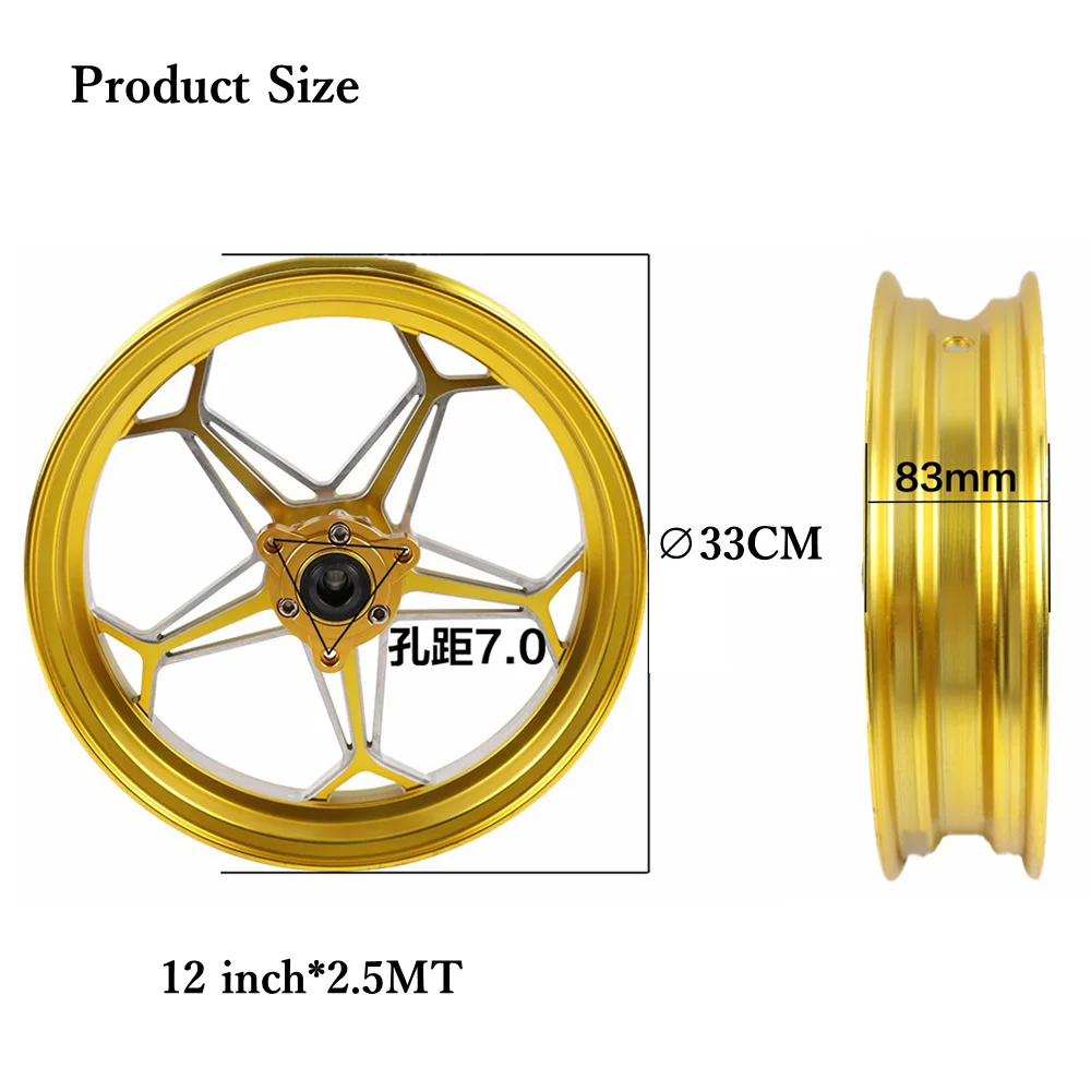 CNC 12*2.5 inch 3hole/5 hole Front Rims Motorcycle E-car Universal Modify Aluminum Wheels For Niu N1S/NQI/UQI/U+B M3 RSZ Or More