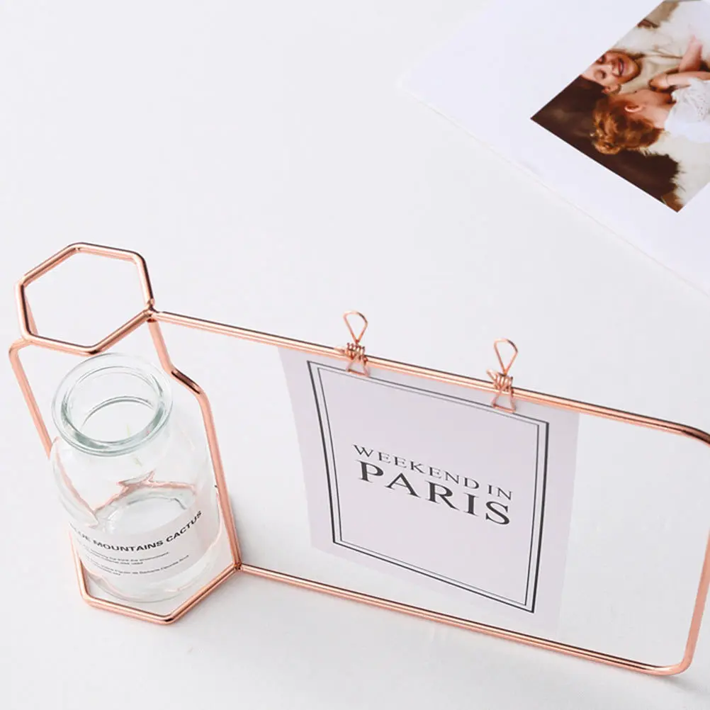

1Pcs Photo Frame Vase Nordic Style Glass Desktop Decor for Water Planting Creative Container with Clip Design Holds Postcard