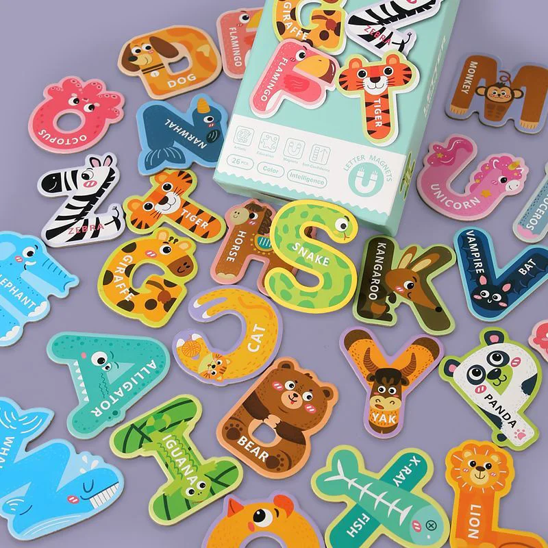 Grands lettres magnétiques animaux marins Alphabet jouets majuscules ABC cognitif puzzle aimants réfrigérateur mignon réfrigérateur enfant enfants