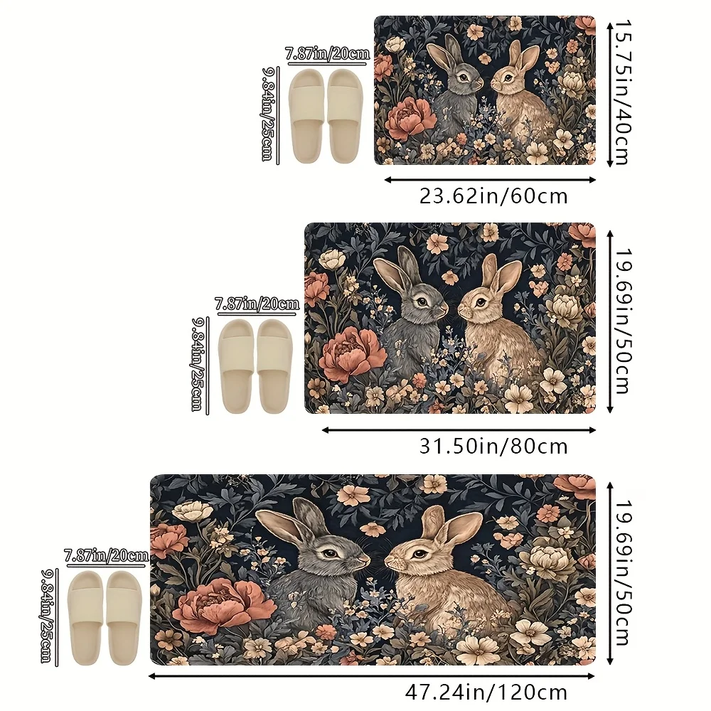 VIKAMA Niedlicher Kaninchen-Teppich, rutschfest, wasserdicht, weich, Gartenmatte, Fußmatte, Küchenteppich für Wohnzimmer, Schlafzimmer, Heimdekoration