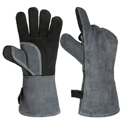 500℃ Heat Resistant Oven Gloves Mitts Baking BBQ Gloves for Grill Heat Insulation Leather Forging Welding Gloves