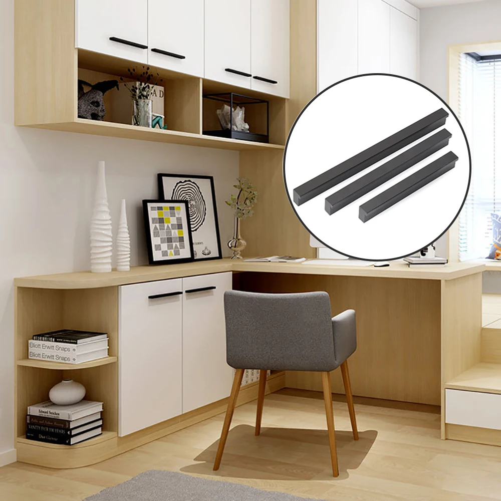 

Minimalist 7-shaped Thickened Aluminum Alloy Handle, Black and Silver L-shaped Handle, Modern Drawer and Cabinet Door Handle