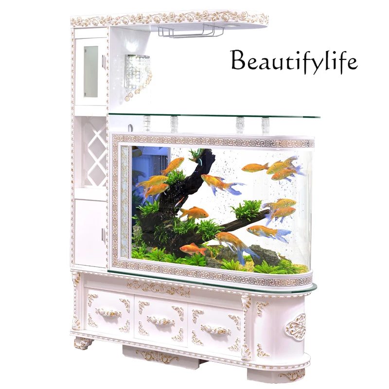 

Bullet fish tank glass living room large household floor screen aquarium