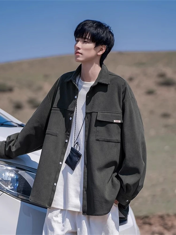 

Vintage American Style Corduroy Shirt Men's Spring New Retro Long Sleeve Casual Jacket Handsome Loose Fit Youth Fashion