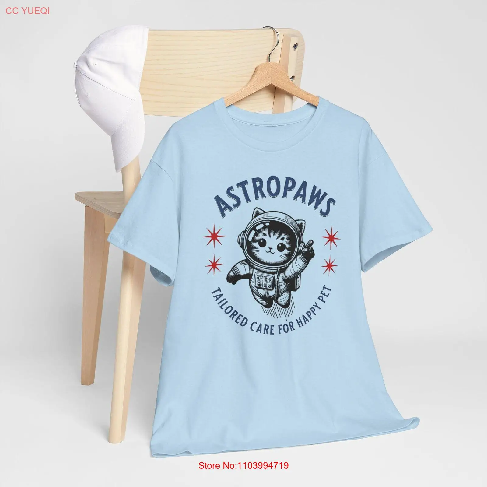 Tailored Care for Happy Pets - Cute Astronaut Cat T-Shirt