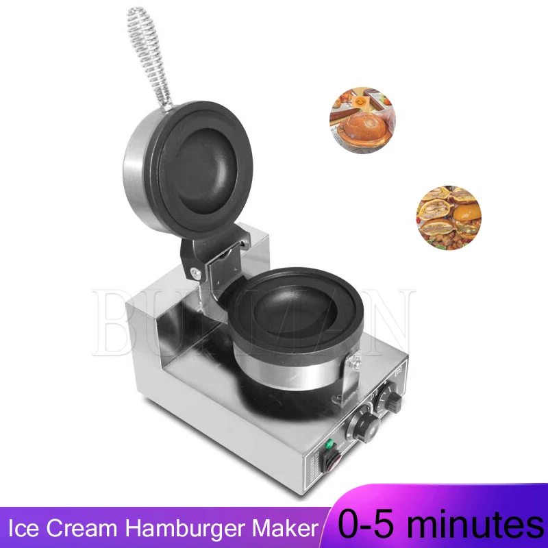 Commercial Hamburg Gelato Panini Press Machine Electric Ice Cream Waffle UFO Burger Grill Flying Saucer Sandwich Press Maker