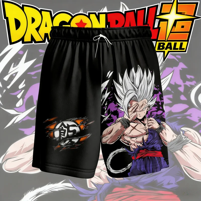 Pantalones Cortos de Secado Rápido con Estampado del Logo Kanji de Dragon Ball Gohan Beast, Verano 2026, Talla Grande, Casuales, para Fanáticos del Anime, Adultos y Niños, Estilo Y2K