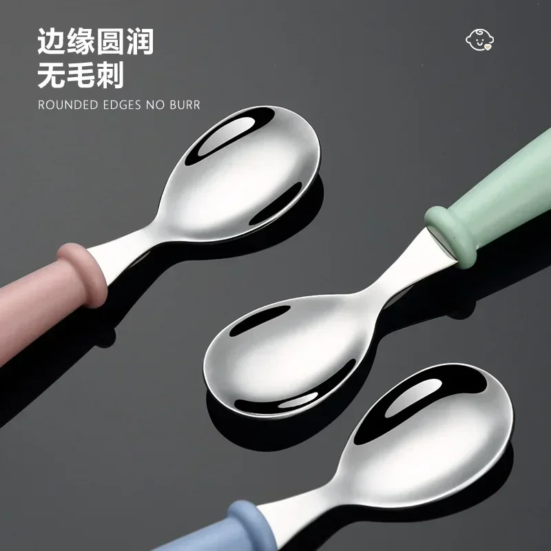 Baby Feeding Tableware Set Children Utensil Stainless Steel Toddler Dinnerware Cutlery Cartoon Infant Food Feeding Spoon Fork