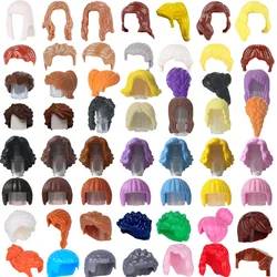 MOC City Hair Building Blocks Compatible Girls Boys Figures Body Accessories DIY Blond Brown Hairstyle Part Bricks Toy Kids Gift