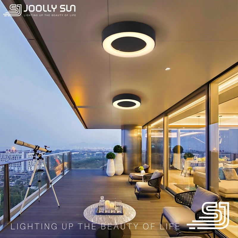 JoollySun-luces de techo para exteriores, lámpara de pared moderna para balcón, terraza, porche, accesorios de iluminación LED de aluminio