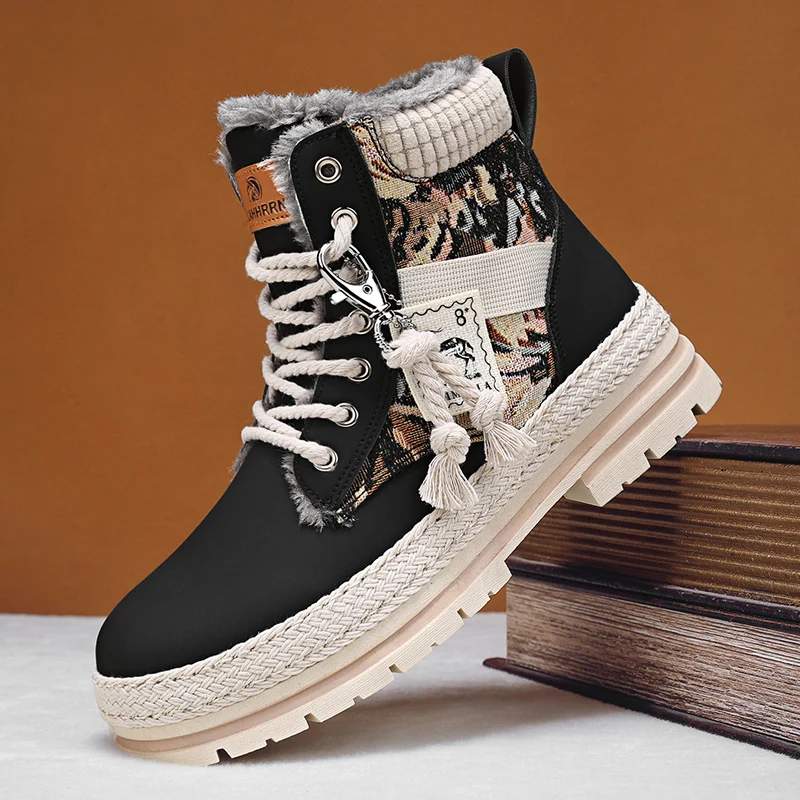 Winter plus fleece warm men's fashionable short boots snow boots