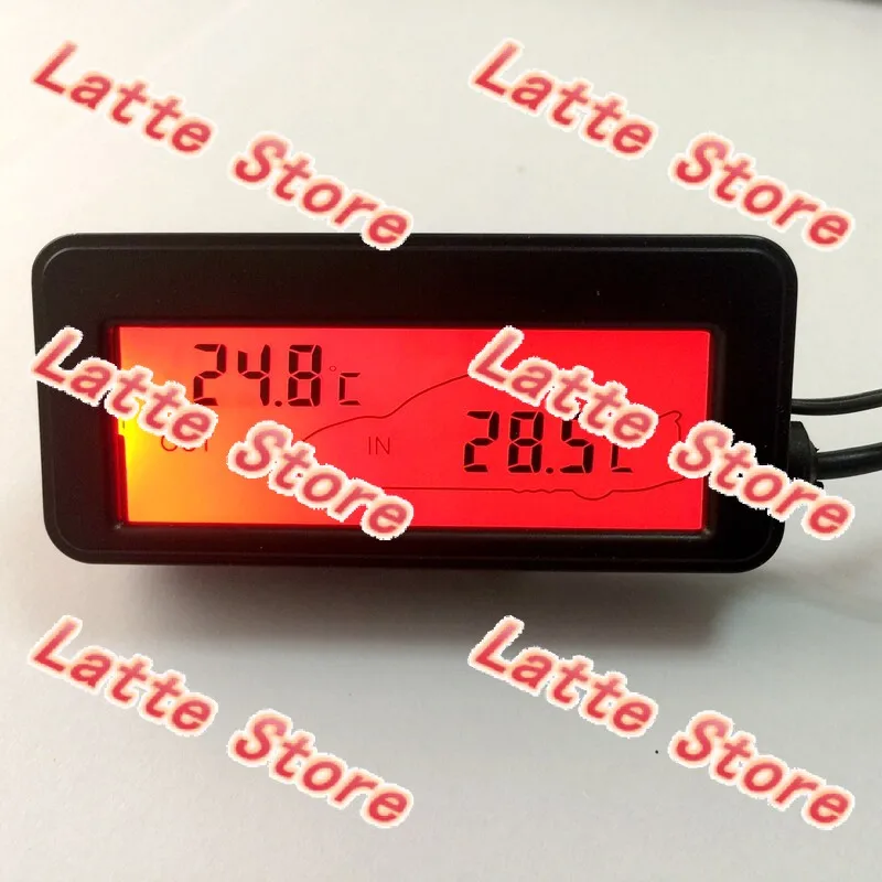 12V Mini LCD Car Digital Thermometer With Backlight, Dual Sensor Monitor Vehicle Internal And External Temperature