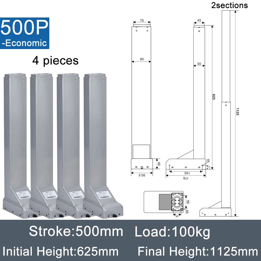 Imagem -04 - Coluna de Elevação Elétrica com Controlador Motores Síncronos Dhlc800 v4 120kg Load 650 mm Stroke 24v 25 m s Pcs