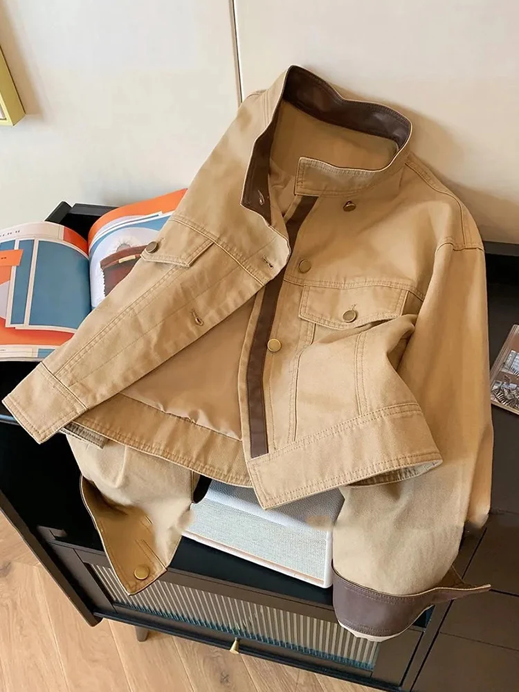 

Jmprs Уличная женская куртка-карго Y2K, осенняя куртка-карго с длинным рукавом в стиле ретро, американское короткое пальто, повседневные женские винтажные топы с круглым вырезом в стиле Харадзюку