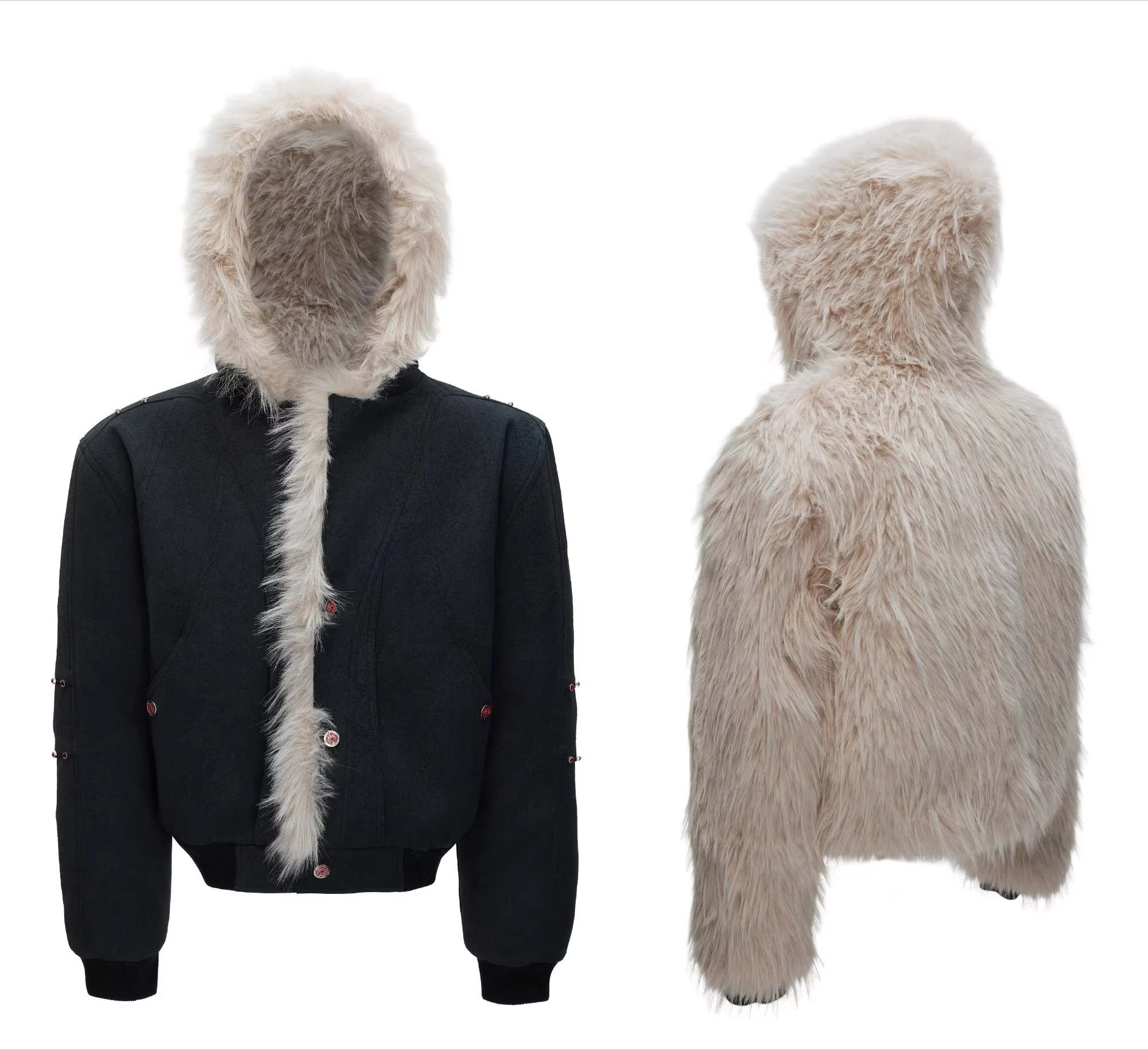 เสื้อพาร์กาผู้ชายแบบมีฮู้ด แขนยาว สีพื้น รุ่นใหม่ ฤดูหนาว ปี 2025 เสื้อโค้ทหนา ทันสมัย โดดเด่น หล่อ อุ่น สวมใส่สบาย ทรงหลวม เก๋ไก๋