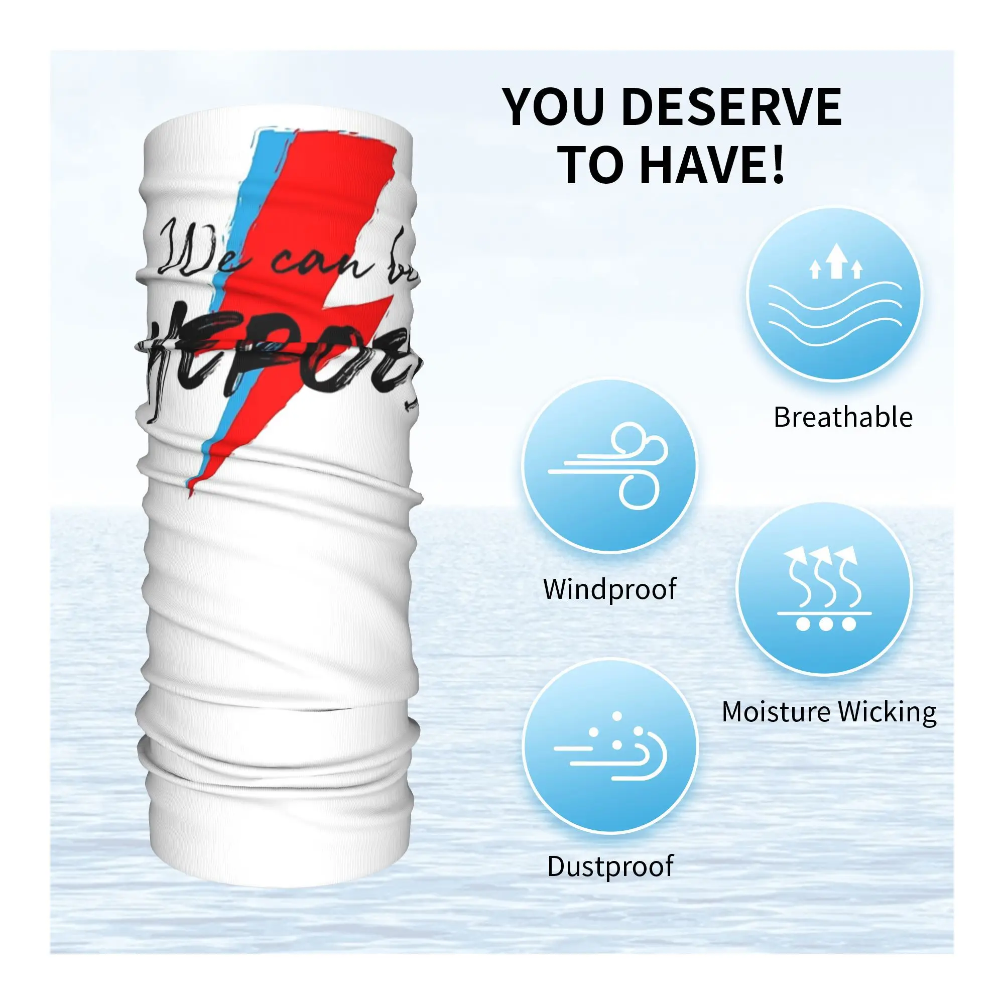 We can be heroes Bowie Bandana Neck Gaiter Printed Face Scarf Multi-use Balaclava Cycling For Men Women Adult Breathable