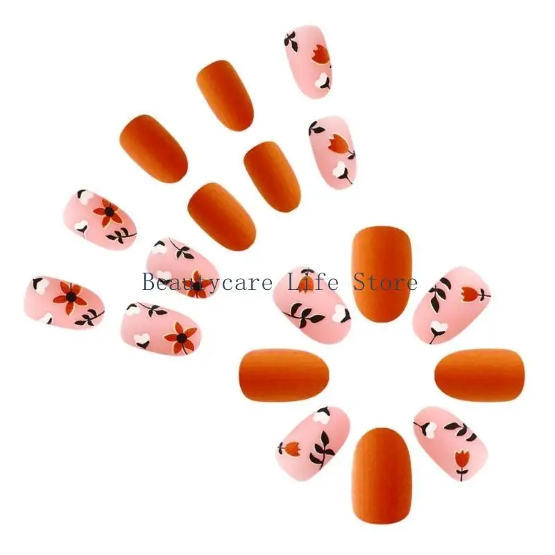 652C French Contrast False Nails Quick Install On False NailsThanksgiving
