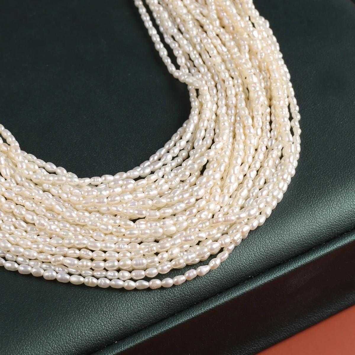 High-quality Natural Freshwater Pearl 2-2.5mm Rice Shaped Pearls Small Beads Jewelry Making DIY Necklace Bracelet Jewellery