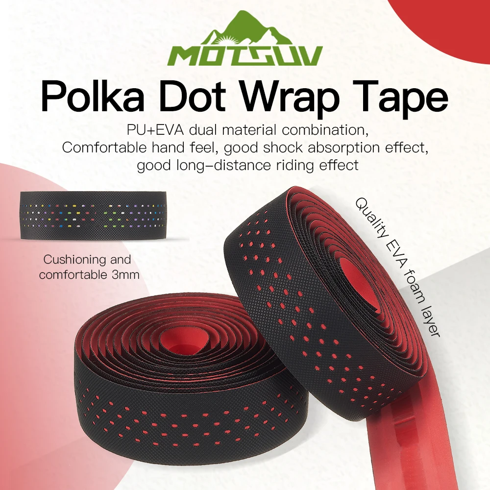 MOTSUV Soft Road Bike Bicycle Handlebar Cork EVA PU Bar Tape Professional Cycling Damping Anti-Vibration Wrap With 2 Bar Plug