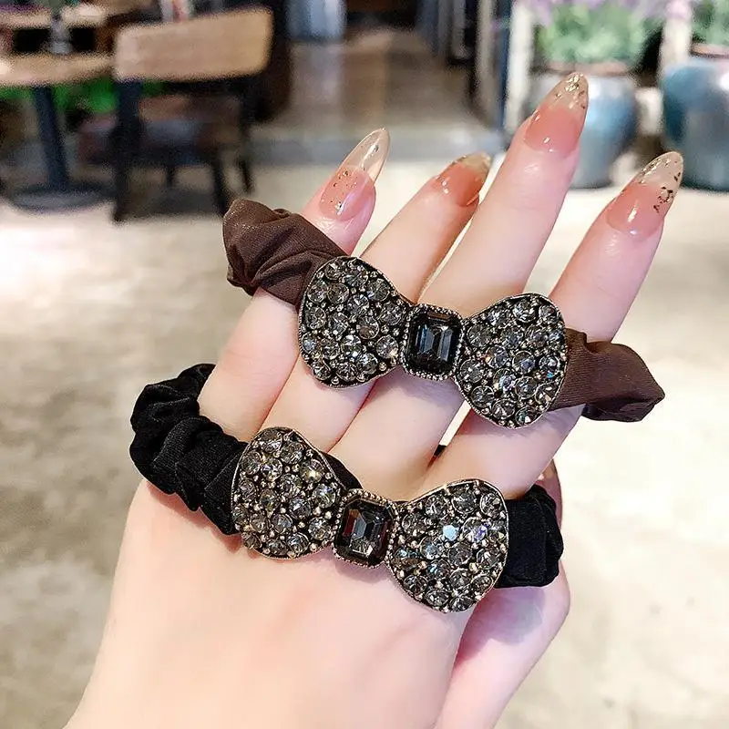 1Pcs Fashion Crystal Bow Elastic Rubber Hair Bands Scrunchies For Women Girls Female Girls Ponytail Hair Accessories Headwear