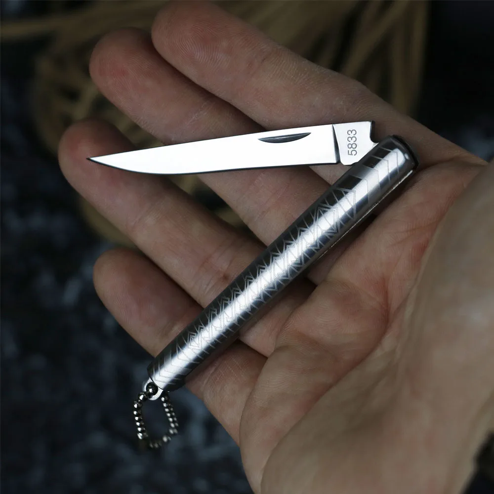 Mini Stainless Steel Folding Knife Household Keychain Fruit Knife Portable EDC Hand Tools Camping Equipment Jackknife Cutter