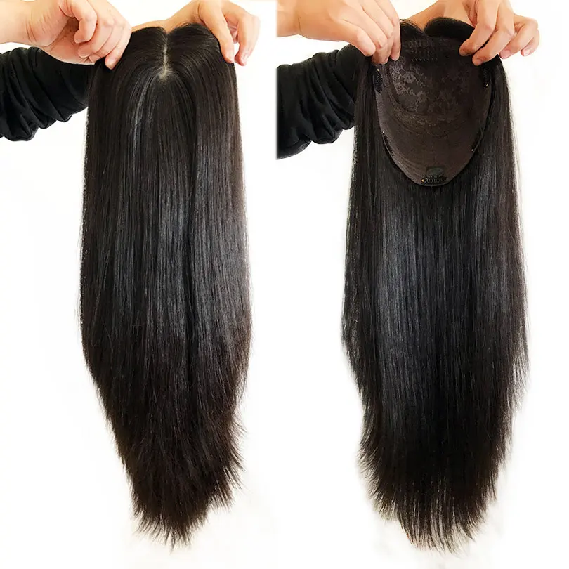 European Virgin Straight Virgin Human Hair 8x8 Jewish Topper Silk Top None Lace Toupee Human Hairs Full End Natural Scalp Top