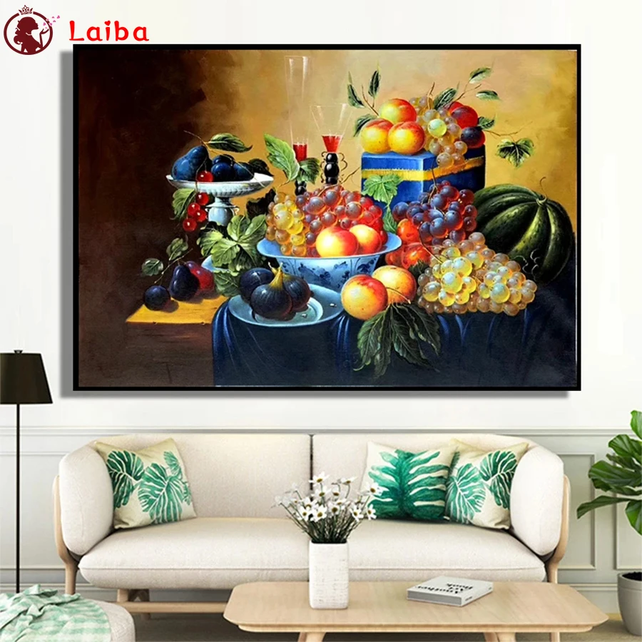 

3d round square diamond embroidery Abstract art, fruit full diamond painting stitch cross mosaic picture rhinestones home art