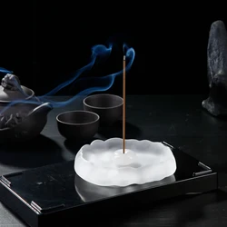 Mini Jade Incense Burner Incense Holder with Glass Incense Plate Ash Catcher Buddhism Supplies Home Decor