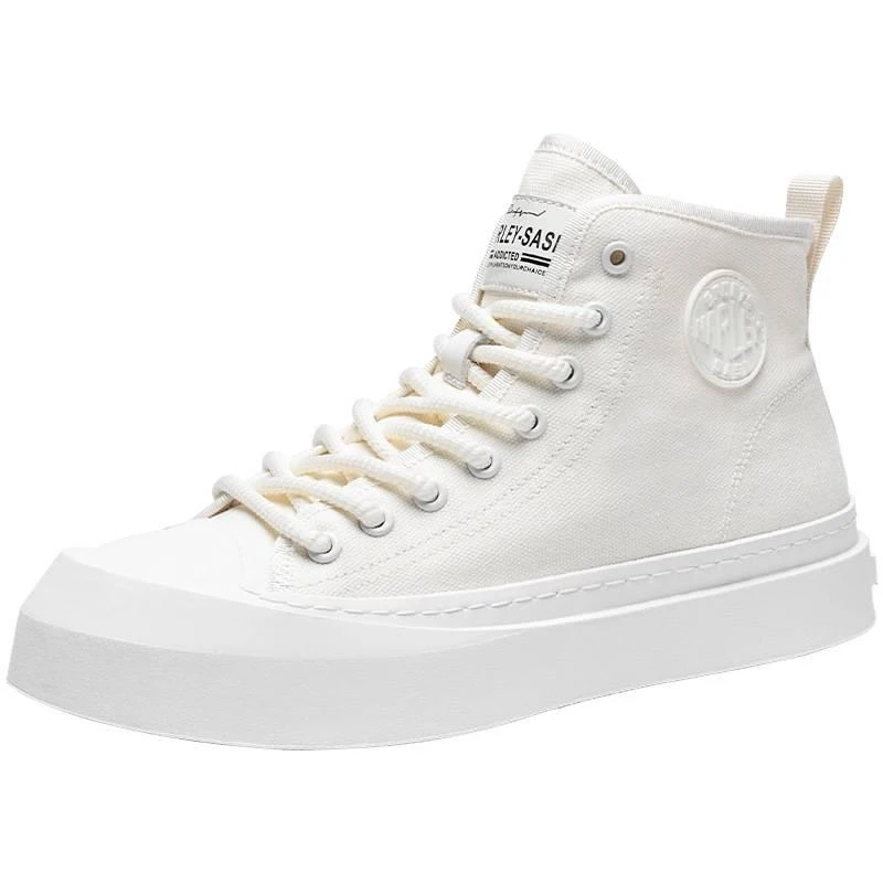 

Light Luxury Sace New Model 7810 British Style Breathable Fabric Shoes with Front Lacing High-Top Men's Casual Canvas Shoes