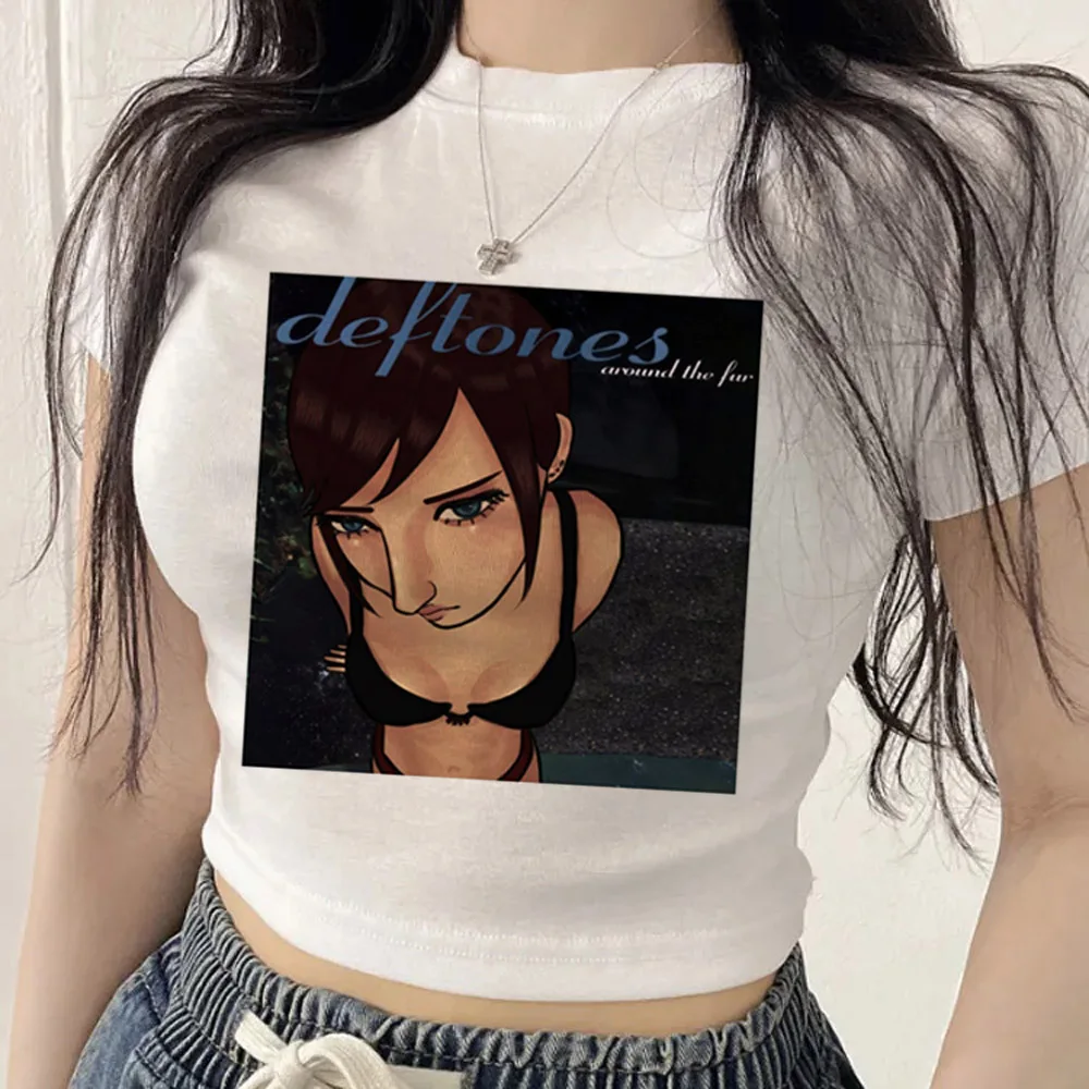 Deftones cropped top female alternative  graphic korean fashion japanese shirt manga cute clearance sales cheap gyaru