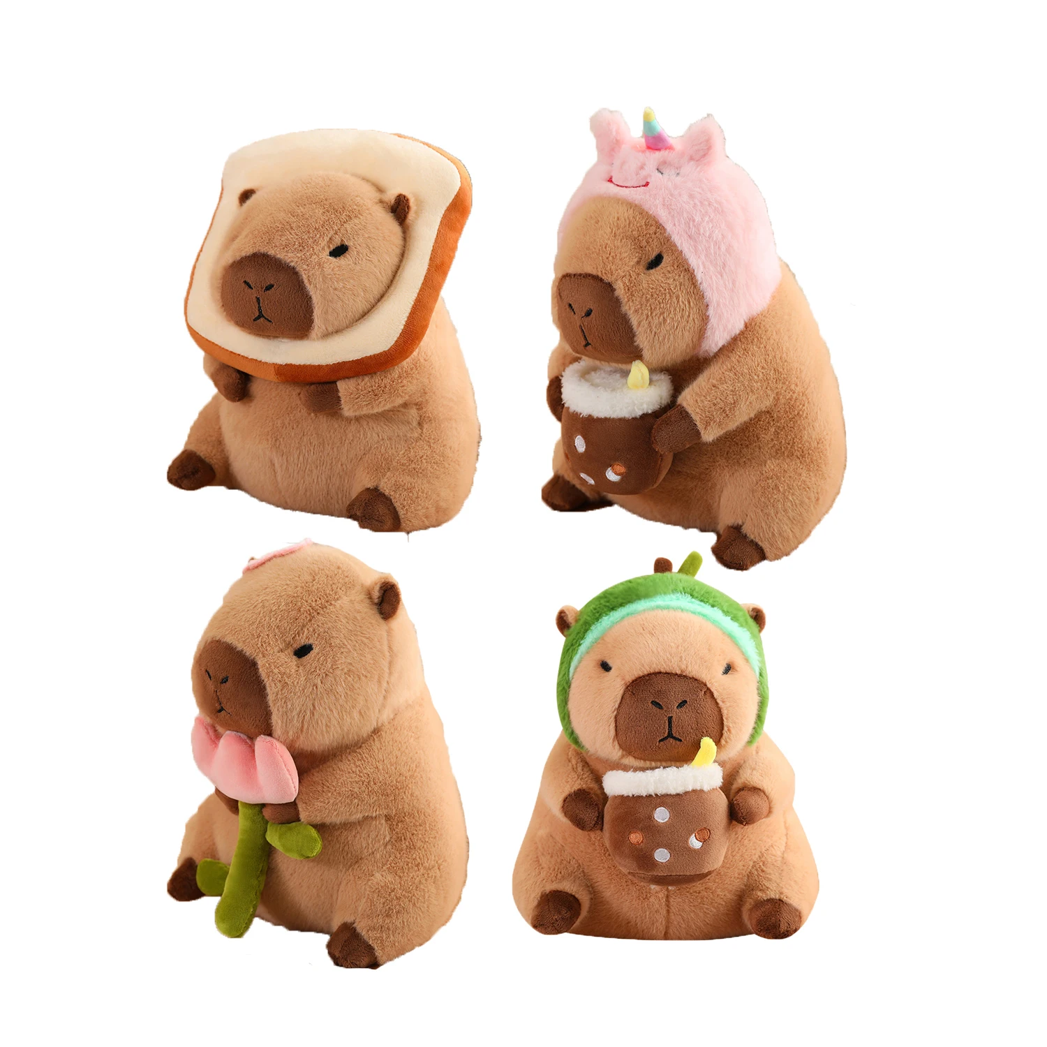 Cartoon Capybara Plush Toys Holding Flower Stuffed Animal Toast Capybara With Turtle Avocado Bag Cosplay Unicorn Rabbit Dinosaur