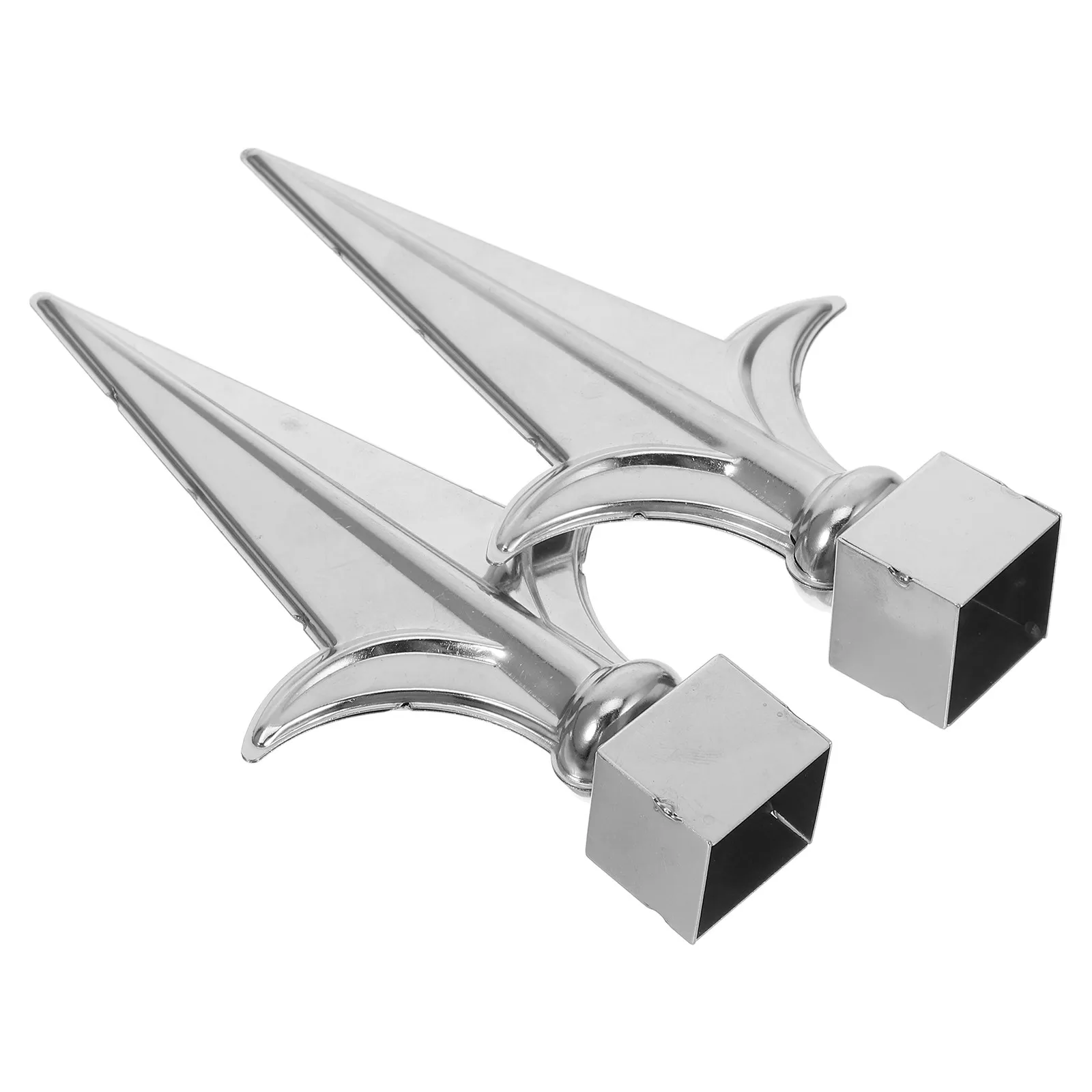 2 Pcs Decorative Welded Fence Finial Finials Trident Flag Pole End Caps Flagpole for outside