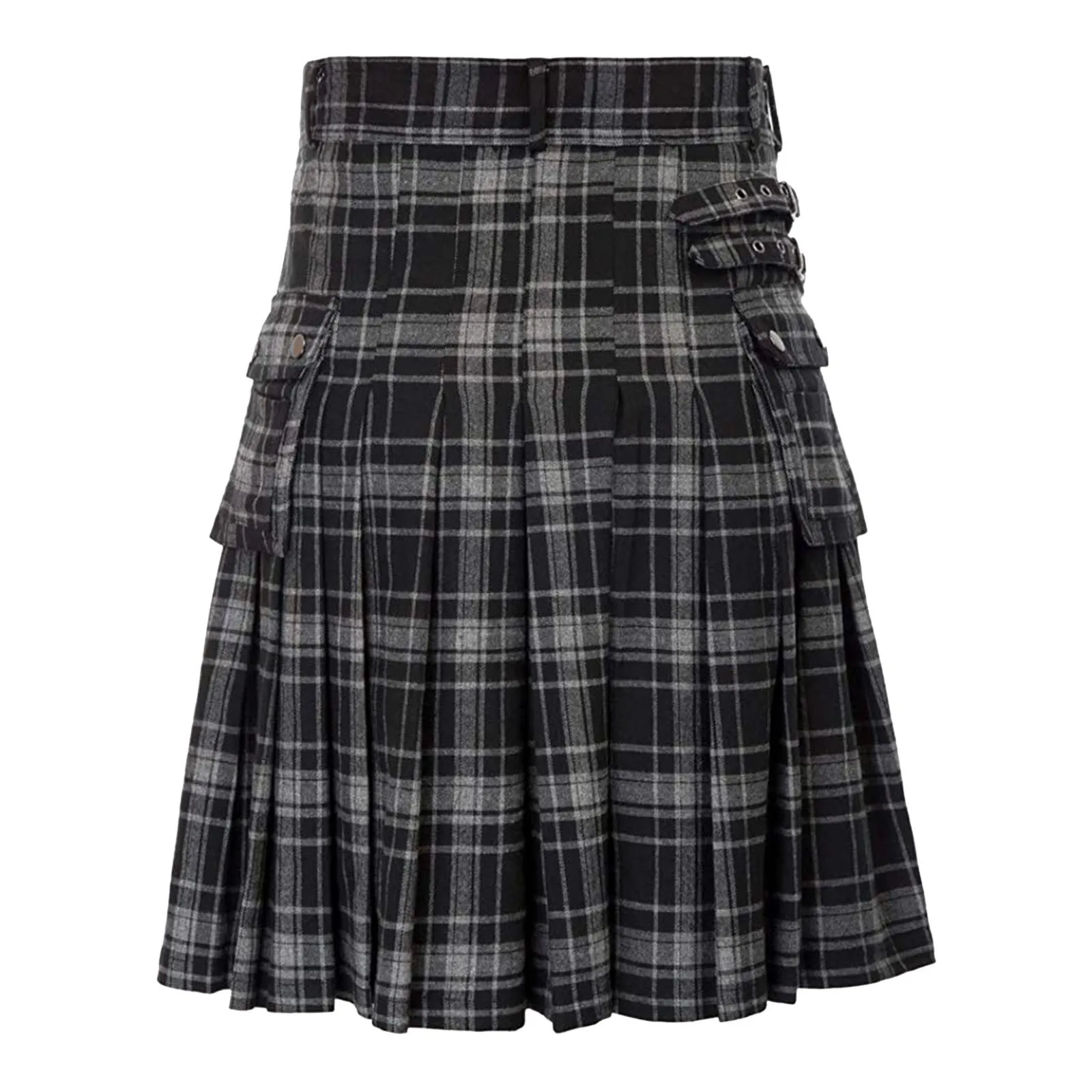 Plaid Traditional Kilt Utility For Mens Fashion Scottish Pleated Skirt Waistband Highland Vintage Knee Length Kilt Male Skirts