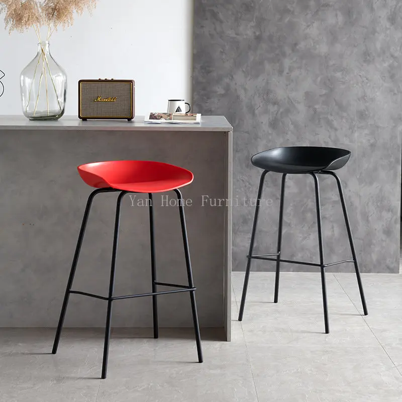 Nordic Bar Chair Modern Simple Bar Stools for Kitchen Household High Stool Back Chair Front Desk Table Office Chair Furniture