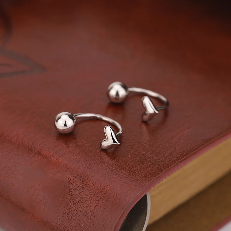 

Light Luxury Simple Authentic S925 Silver Heart Beads Women's Earrings