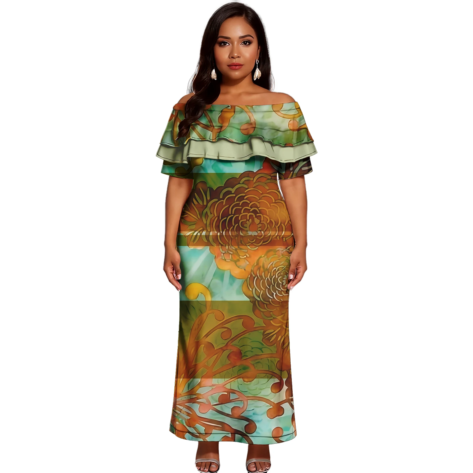 

Женская одежда больших размеров, полинезийское племенное Самоа, гавайское платье Aloha, тапа с цветочным принтом, длинные платья с цветочным принтом на заказ