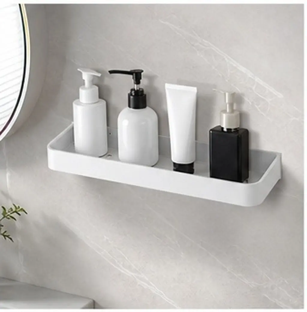 Bathroom Wall Mounted Shelf Organizer Space Aluminum Shower Caddy Rack Floating Storage for Shampoo Conditioner Soap Bathroom