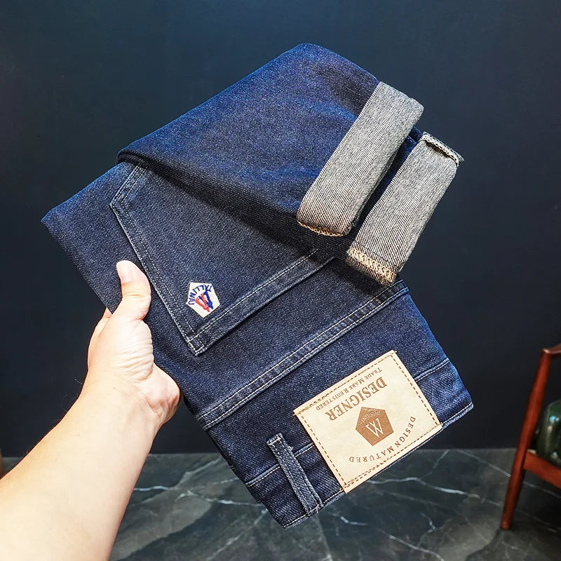 Celana Fashion Pria Serbaguna untuk Santai Celana Jeans Pria Musim Gugur Celana Kasual Baru Pria Model Lurus yang Menampilkan Bentuk Tubuh