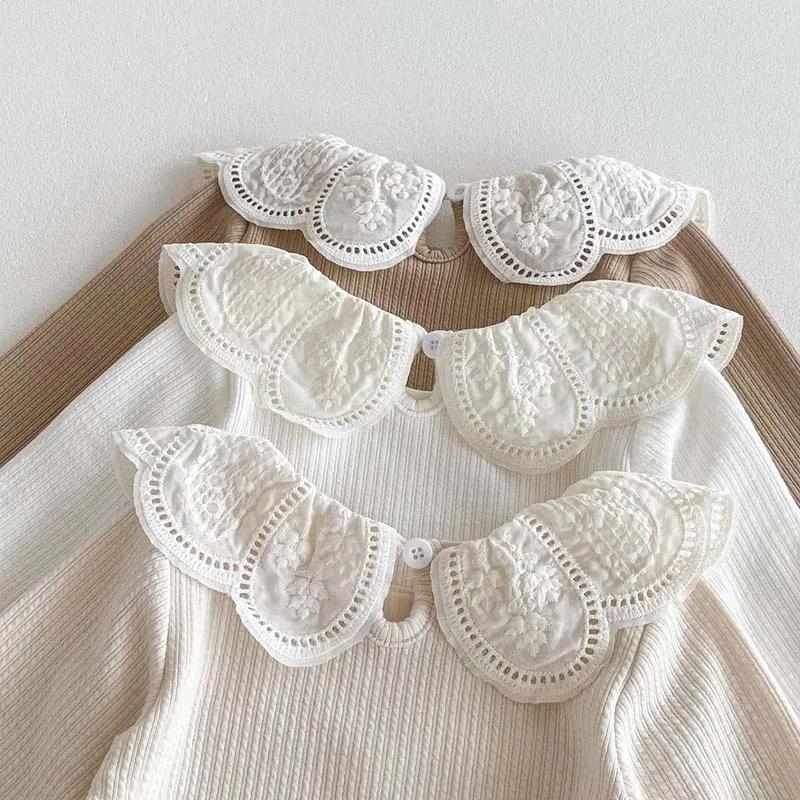 Autumn Baby Long Sleeves Top Girls Lace Collar T Shirt Kids Pullover Spring Infant Clothing Toddler Blouse Baby Clothes 0-2Y